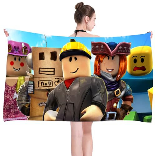 FISAPBXC Robllox Strandtuch,Robot Cartoon Badehandtuch Towel Beach Anime Kinder Supersaugfähige Badetücher Mikrofasertücher, Badetuch Für Reisen Sport Outdoor Yoga Reisen Kinder Erwachsene