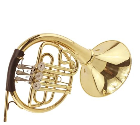 Messing Lackiertes Gold-Waldhorn B-Drei-Tasten-Waldhorn Mit Mundstück, Einreihig Waldhorn-Set