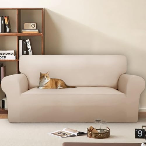 Copridivano 3 Posti Con Braccioli, Copridivani in Velluto Elasticizzato Antigraffio Per Gatti, Copridivani Universale, Super Morbido e Confortevole