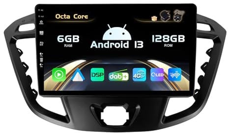 SXAUTO【Built-in 4G DAB】Android 14-6G+128G Car Stereo For Ford Tourneo Transit Custom (2013-2021) - Wireless CarPlay/Android Auto - Camera + MIC - IPS 9 Inch 2 Din - SWC Fast-boot 360-CAM HDMI