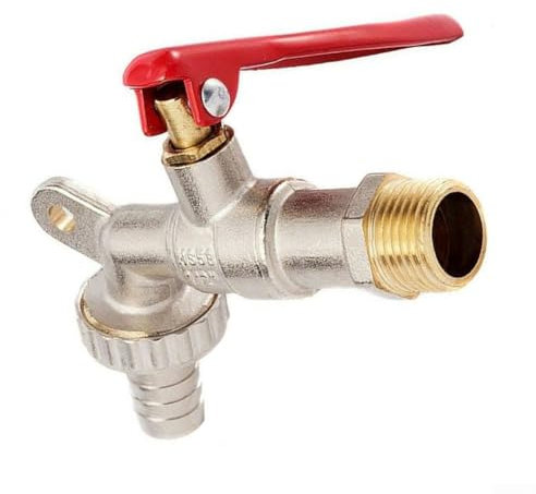 HEIBTENY 1 Stück Wasserhahn Mit Schloss Kaltwasser Badezimmer Garten Werkstatt Kugelhahn 1/2 Zoll Außen Abschließbar