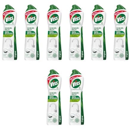 8x Viss Scheuermilch Original effektives Reinigungsmittel 100% kraftvoll gegen Fett und Schmutz mit 100% natürlichen Reinigungspartikeln 500 ml