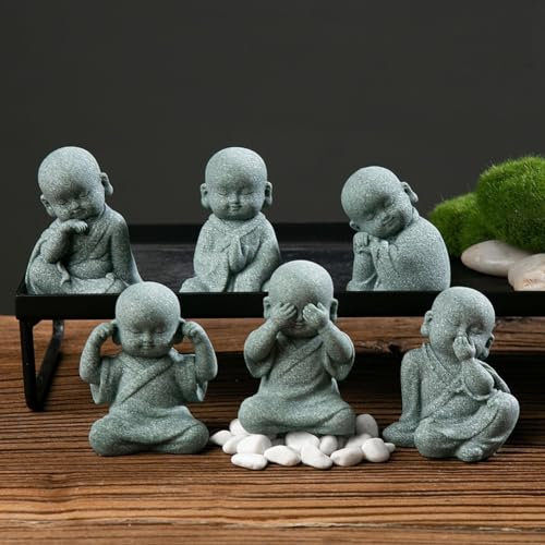Weise Buddha Mönch Figuren Kleine Ornamente Statuen Hören Sie nichts Böses See Speak Set (F)