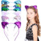 PLABBDPL Lot de 6 serre-têtes en métal à paillettes avec oreilles de chat, pour fête d'anniversaire, cosplay（6 couleurs）