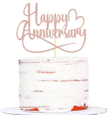 Sumerk 1 Stück Rose Gold Happy Wedding Anniversary Cake Topper Golden Wedding Cake Toppers Wedding Cake Decorations Cake Topper Mr Mrs Anniversary Party Cake Decoration