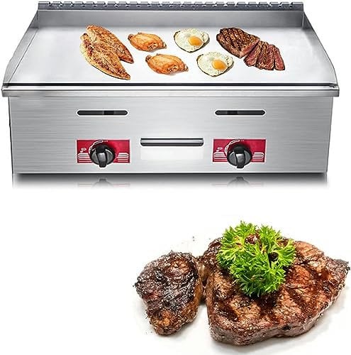 Quemador De Gas De Acero Inoxidable Barbacoa De Gas De Mesa, Parrilla De Mesa Portátil, Plancha De Acero Antiadherente Grande, Placa De Cocina Teppanyaki, Nuestra Es Ideal Para Catering Al Aire Libr