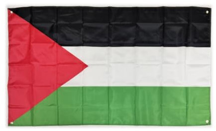 Bandera Palestina Grande 150x90cm para Balcón con 4 ojales y 4 bridas (Palestina)