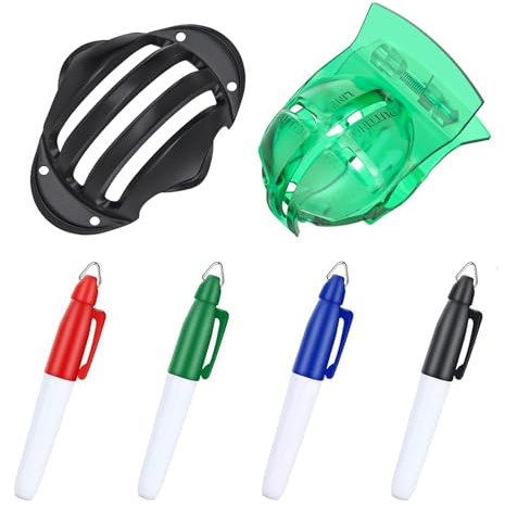 Yoolly Golf Ball Markers, Golf Ball Line Marker Alignment Kits, 2 Pack Golf Ball Liner Template and 4 Pieces Golf Ball Markers. Suitable for Men Women Outdoor Golf Training