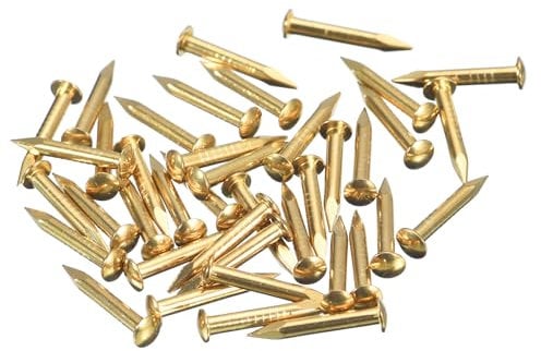 sourcing map 40 Pcs Small Tiny Nails 2mmx15mm(DXL) Tiny Brass Nails Hardware Nails Small Nail for Wooden DIY Decorative Boxes Household Accessories, Brass Tone