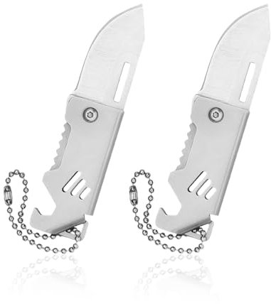 Mini Couteau Pliant 2 Pièces, Couteau De Poche en Acier Inoxydable, Couteau Porte-Clés, Couteau Pliant Portable, Couteau D'Ouverture De Boîte Express, Couteau Pliant Multifonctionnel