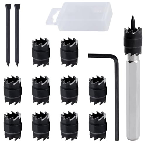 LEONTOOL 14 Pcs Spot Weld Cutter Sets Double Sided 3/8 HSS Spot Weld Cutter Remover Drill Bits Sheet Hex Metal Hole Cutter Remover Welder Cut Rotary Kit for Power Drill Welding Auto Body Work Tool