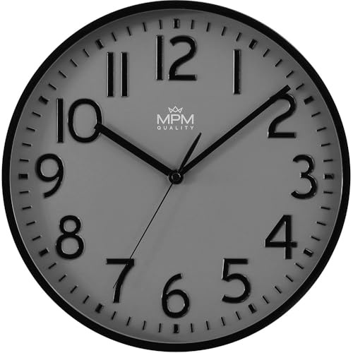 MPM Quality Wanduhr Naxer - B, Dunkelgrau, Moderne Kunststoff, schöne Dekoration für jeden Raum, Ø 292 mm, Designelement, perfekt als Küchenuhr, Wanddekoration, Wohnzimmer, Büro