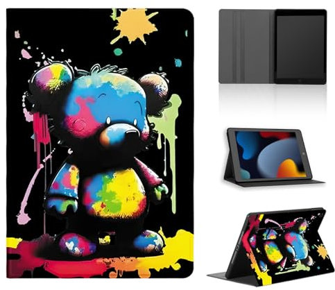 Tablet Coque pour Samsung Galaxy Tab A7 10,4 2020 SM-T500/T505/T507, Mignon Cartoon Anime Modèle Housse de Anti-Collision Kawaii Protection en Cuir PU Flip avec Fonction Support Anti TPU Cover, Bear