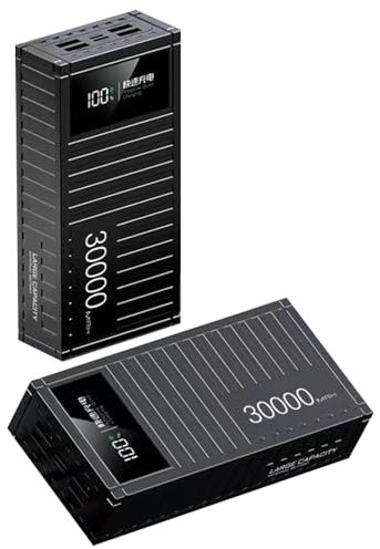WSGDSG Power Bank 40000mAh USB C Large Battery Pack for Travel Camping, 4 Outputs & 2 Inputs, 15W Fast Charging Portable Charger, Compatible With IPhone & Android(Color:Black)