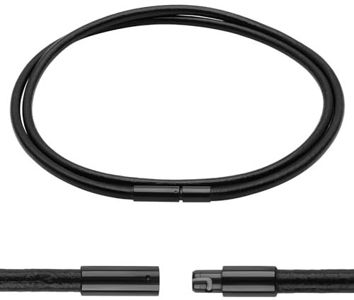 Luxeu Lederkette, Lederband für Ketten, Lederhalsband, Echtleder Kette Schwarz, Halskette Leder, Armband Leder, mit Box und PVC-Tasche, für Armbänder, Halsketten, DIY Anhängerschmuck