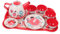 Sosoport 1 Juego De Juego Juego de té de casa de muñecas Tetera de Juguete Juego de la Hora del té de la Tarde Tetera de Metal de Juguete hojalata Rojo