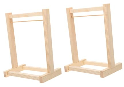 Sosoport 2stücke Puppenkleiderschrank Aus Holz Kleiderständer Für Puppenkleidung Miniaturmodell-Dekoration Puppenmöbelzubehör Für Puppenhausbedarf