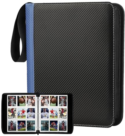 Album per carte da collezione, 9 scomparti, 50 pagine per organizer per carte, fino a 900 carte, in poliuretano, adatto per carte MTG, carte da collezione Calcio Sport (blu)