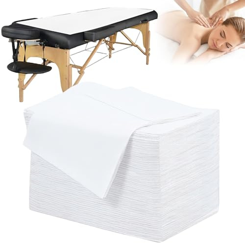 COCREAZY Lot de 100 Drap Jetable Table Massage, 80x180cm Drap de Lit Jetable Non Tissé Draps de Massage Draps Jetables pour Table de Massage SPA Salons de Beauté Tatouages Voyages Hôpital Lit, Blanc