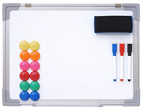 PROREGAL Whiteboard HxBxT 30x40x2cm inkl. Zubehör Magnettafel Memoboard Pinnwand magnetisch abwischbare Tafel Büro Schule Küche