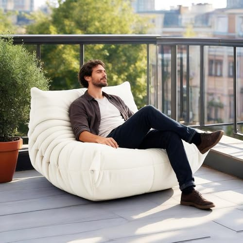 AEVIDKZOP Boneless Sofa, Bodensofa Cloud Couch, mit schlaffunktion Cloud Couch Ecksofa, Bequem XL, Kuschelsessel Erwachsene, 90 × 85 × 70cm, Relaxsofa für Wohnzimmer (Weiß)