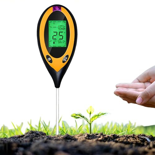 RUTIDA Bodentester, 4-in-1-Boden-pH-Messgerät für Feuchtigkeit/Temperatur/PH/Licht, Bodenfeuchtigkeitsmesser für Blumentöpfe, Garten, Bauernhof, Rasen