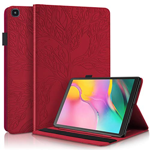Succtopy Case for Samsung Galaxy Tab A 10.1 Inch 2019 Folio Flip PU Leather Cover with Pen Holder Protective Tablet Case with Stand Function for Galaxy Tab A 10.1 Inch 2019 SM-T510/T515 Red