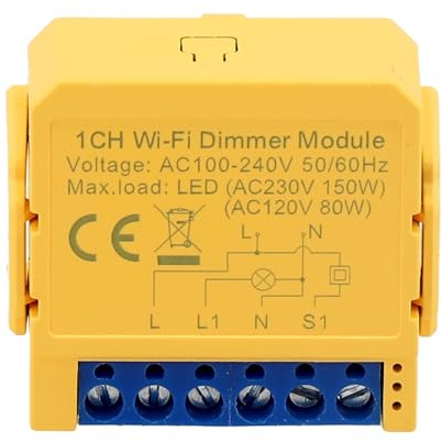 NINMORTH Dimmschalter-Modul 1/2-Gang für Tuya und Life App, Sprachsteuerung und stufenloses Dimmen, 150 W für maximale Belastung, CE-zertifiziert