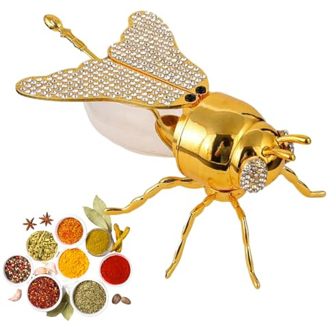 Bee Honey Jar - 15.8x10.6x7.8cm Honey Pot With Spoon, Decorative Bee Shaped Honeys Pot, Multi-Function spices Jar Salt Canister Sugar Container, For Kitchen, Home, Dispenser For Store Syrup Jam Jelly