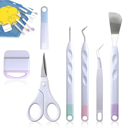 6 PCS Craft Vinyl Weeding Tools Set, Basic Weeding Tool Kit Stainless Steel Accessor for Vinyl Paper Iron-on Projects Silhouette HTV Cameos Lettering Labelling
