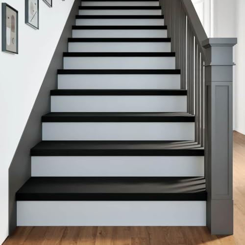 QUAHEAS 4 gradini per scale in legno massello di quercia marrone scuro, 90 x 30 x 2 cm, antiscivolo, con protezione anticalpestio e rumore, per interni, animali domestici e sicurezza
