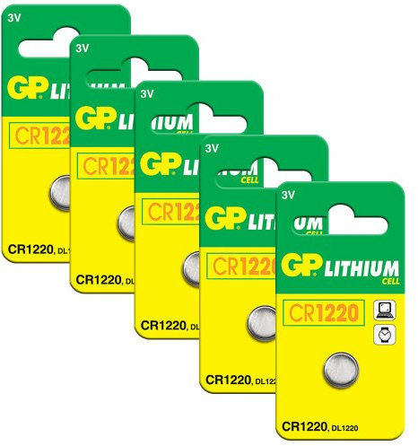 GP Lot de 5 Piles Bouton Lithium CR1220