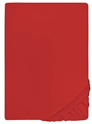 biberna Jersey-Elastic-Spannbetttuch 0077866 (Matratzenhöhe max. 25 cm) 1x 120x200 cm - 130x220 cm, rot