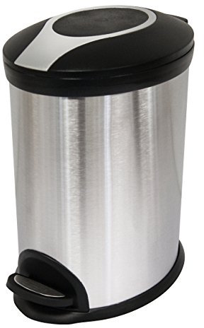 Stainless Steel Oval 5 Litre Pedal Bin Suitable For Kitchen & Bathroom Waste - 5L Plastic Liner Included