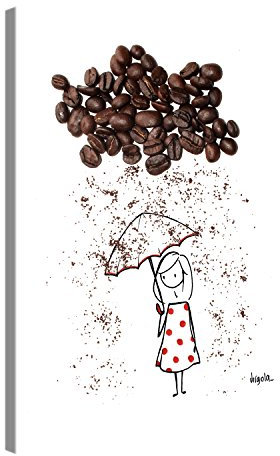 PICANOVA Rainy Day With Coffee 40x30cm – Premium Leinwanddruck – Kunstdruck Auf 2cm Holz-Keilrahmen Für Schlaf- Und Wohnzimmer Von Virgola Art Druck Auf Leinwand, Polyester / 100 Prozent Pine Wood