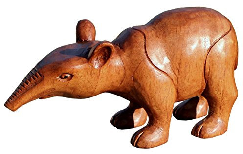 Wogeka - Schöner Tapir aus Holz - Statue Tier-Figur als Geschenk-Idee zur Dekoration - Handarbeit