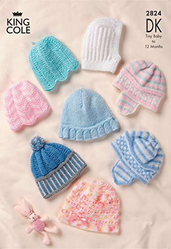 King Cole 2824 Knitting Pattern Baby Hats in King Cole DK