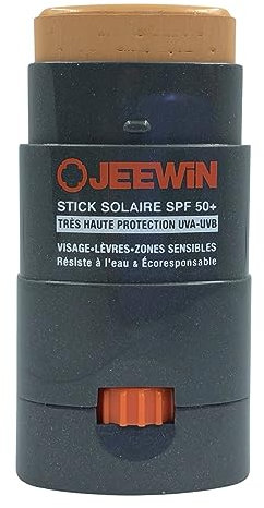 JEEWIN Stick Protecteur Solaire SPF50+ Visage et Lèvres waterproof 12 g (SABLE)