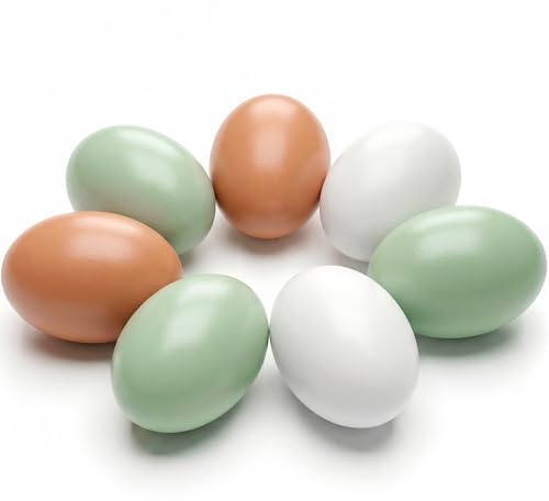 SallyFashion 7PCS Wooden Nesting Eggs, White Green & Wood Color