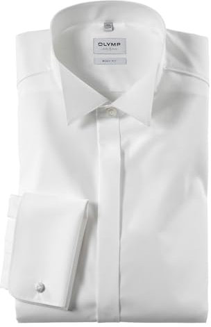 OLYMP Level 5 Body Fit Gala Hemd Popeline Stretch ohne Manschettenknopf- Gr. 46, Beige