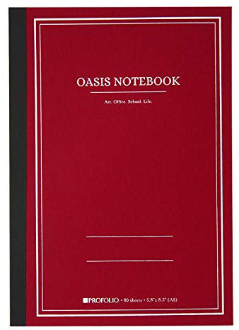 Itoya Profolio, Oasis Notebook, Brick Red, Medium A5, 5.8 x 8.3 inches, OA-MD-BR