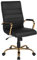 Flash Furniture Chefsessel mit hoher Rückenlehne, drehbarer Bürostuhl mit Metall-Armlehnen, Leder, schwarzes LeatherSoft, goldfarbenes Gestell, 1 Stück