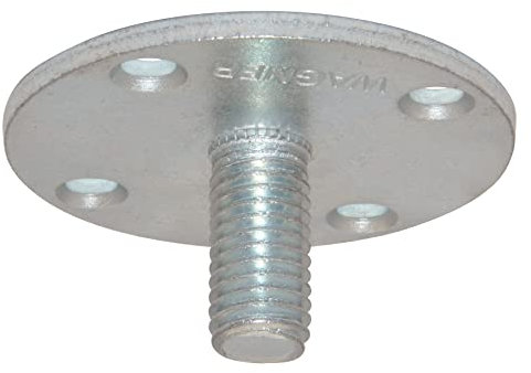 WAGNER Anschraubplatte RUND für TENO Möbelbein/Tischbein/Möbelfuß/Systemrohr - Ø 50 x 25 mm, Gewinde M10 x 21 mm, mit TENO System kombinierbar, Stahl verzinkt 3 mm - 12395001