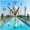 Wallario Design-Wanduhr Taj Mahal - Mausoleum in Indien aus Glas, Motiv-Uhr Größe 30 x 30 cm, Schwarze Zeiger