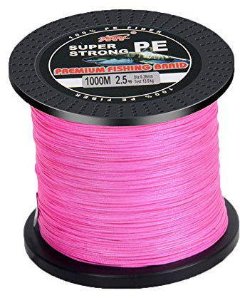 LPATTERN Angelschnür- 1000M 4-Fach PE Angeln Geflochtene Schnüre, Pink, 1.2/0,18mm/ 9,0kg