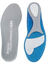Spenco Performance semelles en gel Einlegesohlen, Blau (Blue), 44 EU | Blau/Grau, EU 42-44, flacher Sitz, geringe Bogenunterstützung, fortschrittliche Gelstütze & Dämpfung, ganztägiger Komfort