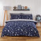 DREAMSCENE Bettbezug mit Kissenbezug, Motiv: Mond, Sterne, Galaxie, wendbar, für Einzelbett, Marineblau/Grau