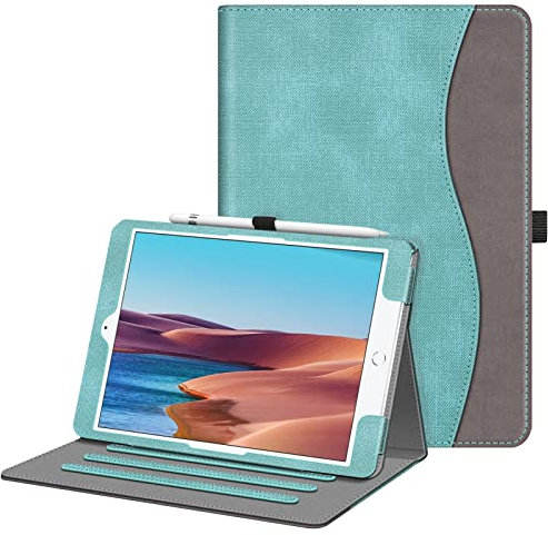 FINTIE Case for iPad 9th / 8th / 7th Generation (2021/2020/2019) 10.2 Inch - [Corner Protection] Multi-Angle Viewing Stand Cover with Pocket & Pencil Holder, Auto Wake Sleep, Turquoise