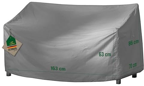 Mehr Garten Gartenbank Abdeckung 3 Sitzer, 163x70x63/86 cm, grau, Oxford 600D Gewebe, Schutzhülle Gartenbank, wasserdicht, UV-beständig und wetterfest