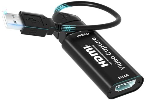 AMANKA Cartes de Capture Audio vidéo, 1080p Adaptateur HDMI vers USB, Carte Portable Plug & Play Capture, pour Streaming vidéo en Direct Enregistrement vidéo ou Diffusion en Direct (Black)